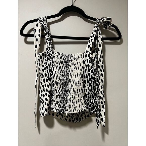 Reformation Women's Cream Black Cheetah Print Ellora Top Size 0 NWOT - Picture 4 of 7